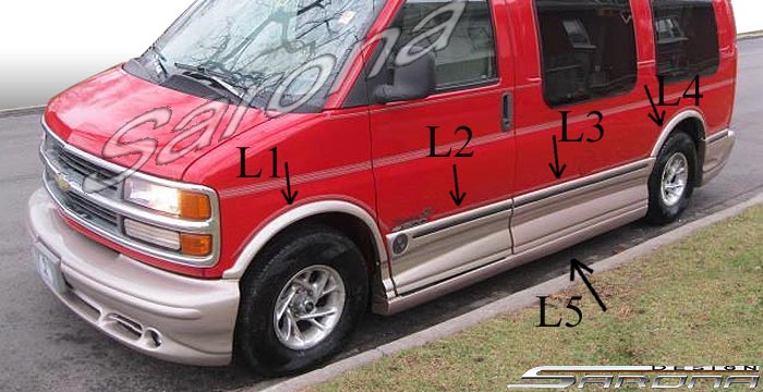 Custom GMC Savana Van  All Styles Side Skirts (1996 - 2002) - $1890.00 (Part #GM-009-SS)